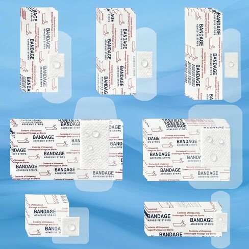 150 Pcs Sheer Adhesive Bandages Waterproof Bandages Family Variety Pack for First-Aid, Wound Care, Fingers, Knees and Heels, Stays on Skin in The Bath, Shower or Pool in Saudi Arabia