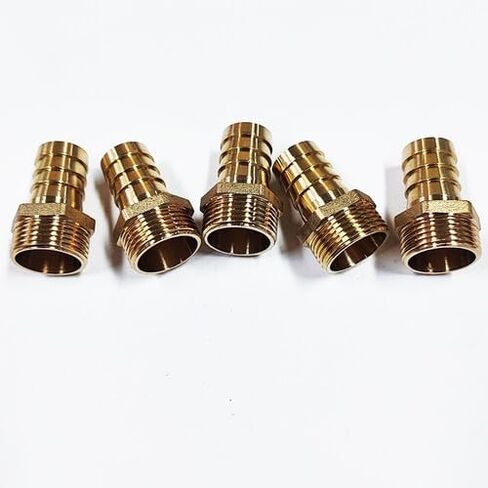 5 Pieces 3/4 inch Hose Barb to 3/4 inch Male NPT Brass Rigid Pipe Fitting Heavy Duty Quality Standard for Industrial Applications in Saudi Arabia
