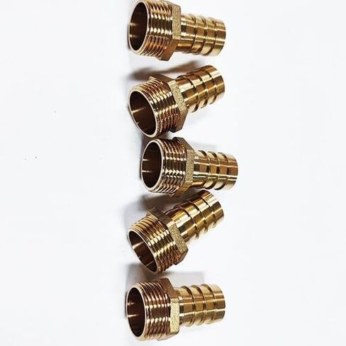 5 Pieces 3/4 inch Hose Barb to 3/4 inch Male NPT Brass Rigid Pipe Fitting Heavy Duty Quality Standard for Industrial Applications in Saudi Arabia