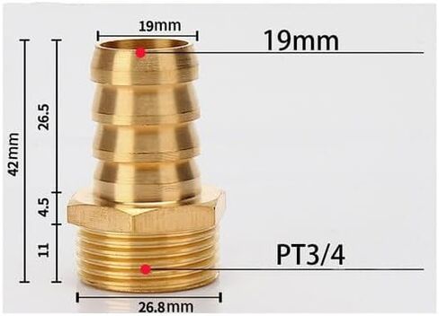 5 Pieces 3/4 inch Hose Barb to 3/4 inch Male NPT Brass Rigid Pipe Fitting Heavy Duty Quality Standard for Industrial Applications in Saudi Arabia