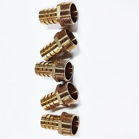 5 Pieces 3/4 inch Hose Barb to 3/4 inch Male NPT Brass Rigid Pipe Fitting Heavy Duty Quality Standard for Industrial Applications in Saudi Arabia