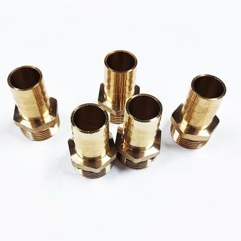5 Pieces 3/4 inch Hose Barb to 3/4 inch Male NPT Brass Rigid Pipe Fitting Heavy Duty Quality Standard for Industrial Applications in Saudi Arabia