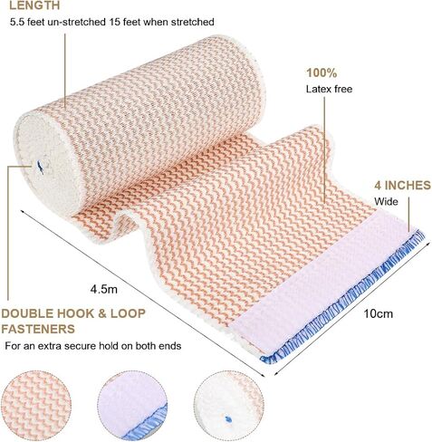 6 Pack Premium Elastic Bandage Wrap 4 Inch Compression Wrap Bandage Lymphedema Wraps for Legs, Ankle, Knee, Tummy in Saudi Arabia
