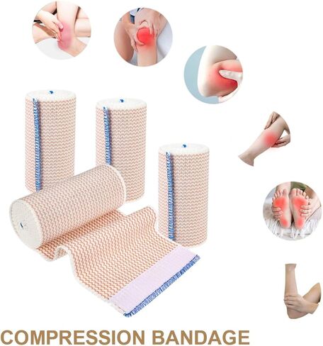 6 Pack Premium Elastic Bandage Wrap 4 Inch Compression Wrap Bandage Lymphedema Wraps for Legs, Ankle, Knee, Tummy in Saudi Arabia