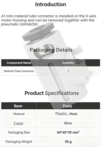 موصل أنبوب PTFE لطابعة Bambu Lab A1 / A1 Mini ثلاثية الأبعاد - توصيل سريع، قفل آمن لأنابيب 2.5 مم معرف 4 مم OD PTFE in Kuwait