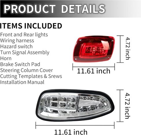 المصباح الخلفي لعربة الجولف LED مناسب لـ EZGO RXV 2016+ الغاز والكهرباء، مجموعة مصابيح عربة الجولف الفاخرة 12 فولت مع مجموعات إشارات الانعطاف، وأضواء الفرامل، والقرن in Saudi Arabia