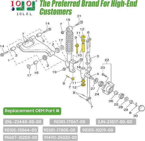 10L0L Golf Cart King Pin Spindle Knuckle Bushing Repair Kit for Yamaha G22 G29 Drive 2 Golf Cart, Replaces OEM Part# 2NL-23448-00-00, 90381-17067-00, 2NL-23517-00, 3JN-23517-00 in Kuwait