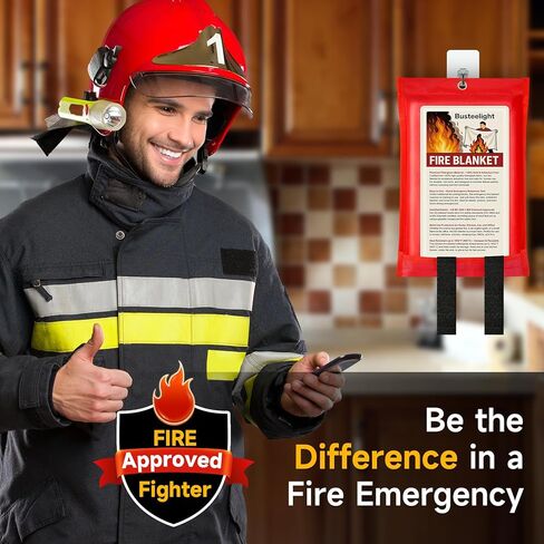 Emergency Fire Blanket for Home and Kitchen Safety - 100% Glass Fiber 40 * 40 Inches Fire Blanket for Kitchen, Car, Office, and School - Fire Blankets Emergency for Home (1 Pc) in Saudi Arabia