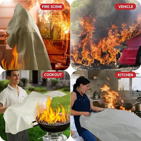 Emergency Fire Blanket for Home and Kitchen Safety - 100% Glass Fiber 40 * 40 Inches Fire Blanket for Kitchen, Car, Office, and School - Fire Blankets Emergency for Home (1 Pc) in Saudi Arabia