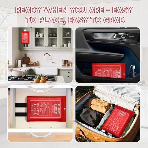 Emergency Fire Blanket for Home and Kitchen Safety - 100% Glass Fiber 40 * 40 Inches Fire Blanket for Kitchen, Car, Office, and School - Fire Blankets Emergency for Home (1 Pc) in Saudi Arabia