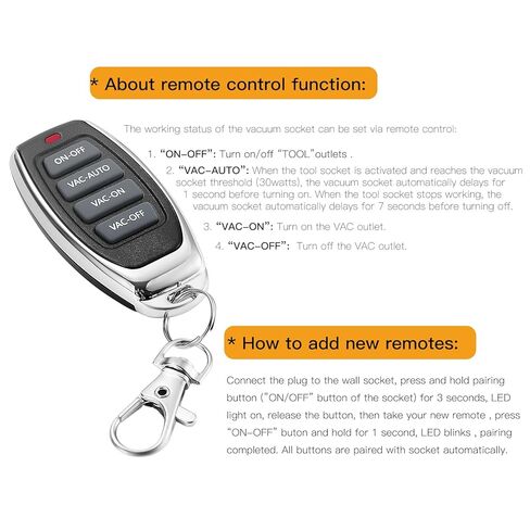 Automatic Vacuum Switch for Power Tool & Table Saw – Load Sensing Remote Control Outlet with 2 Outlets: Tool Plugs into One, Dust Collector Auto-On/Off When Tool Runs (1s Delay On / 7s Delay Off) in Saudi Arabia