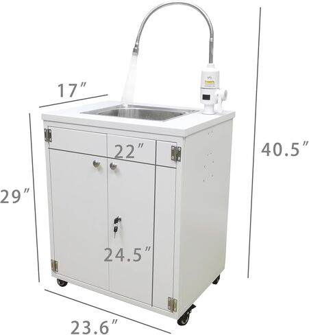 FixtureDisplays® 24 X 18 X 39 "حوض متنقل محمول للتحكم في درجة حرارة الماء الساخن محطة غسيل اليد 10180-NPF in Saudi Arabia