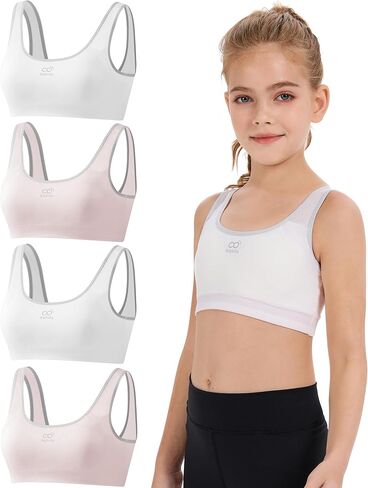 Training Bra for Girls 10-16 with Non Removable Pads Seamless Cotton Girls Sports Bras 4 Pack in Saudi Arabia