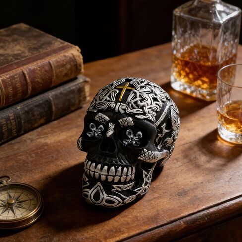 Cross Skull Ashtray with Lid - Windproof Tabletop Resin Cigarette Ash Tray for Home Office Tabletop Outside or Inside Patio Outdoor in Saudi Arabia