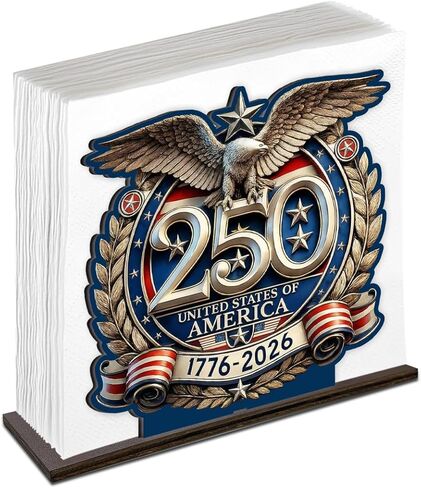USA 250th Anniversary Napkin Holder for Table, 1776–2026 American Eagle Design Wooden Napkin Holder, 250 Years American Patriotic Decor for Home Kitchen in Saudi Arabia