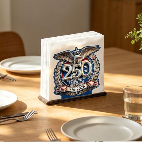 USA 250th Anniversary Napkin Holder for Table, 1776–2026 American Eagle Design Wooden Napkin Holder, 250 Years American Patriotic Decor for Home Kitchen in Saudi Arabia