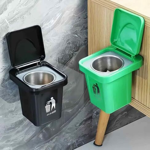 mini trash garbage can bin for desk, funny cool ashtray for cigarettes, fancy novelty cigar ashtray with lid for outside, portable ashtrays for smokers indoor 2 PCS in Saudi Arabia