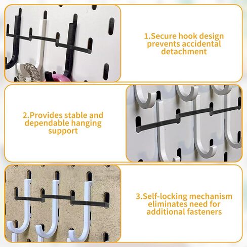 Pegboard Hook Locks - 30 PCS Black Plastic Clip Retainers & Organizer Accessories, Plastic Peg Locks Peg Board Clip Retainers, Pegboard Display Hook Organizer for Standard 1/4" and 1/8" Pegboards in Saudi Arabia