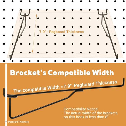 10-Pack Pegboard Shelf Hooks, 8" Black Metal Pegboard Shelf Brackets, Heavy Duty Peg Board Shelving Organizer Accessories for Garage Workshop Storage System in Saudi Arabia
