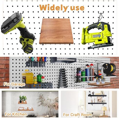 10-Pack Pegboard Shelf Hooks, 8" Black Metal Pegboard Shelf Brackets, Heavy Duty Peg Board Shelving Organizer Accessories for Garage Workshop Storage System in Saudi Arabia
