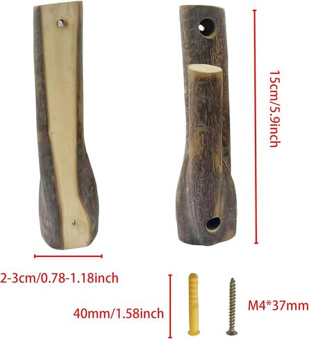 قطعتان من خطاف جدار فرع شجرة من الخشب الحقيقي، خطافات خشبية مزخرفة ريفية مع لحاء، وخطاطيف حائط خشبية للمعاطف والحقائب والمفاتيح والمناشف والديكور (سمك الجذع 2 سم - 3 سم) in Kuwait