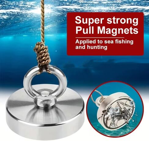 Silver Circular Magnetic Hook, 30LB Strong Neodymium Magnetic Hooks for Cruise, Grill, Towel, Indoor Hanging, Kitchen, Workplace, Office and Garage - 2 Pack in Saudi Arabia