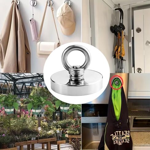 Silver Circular Magnetic Hook, 30LB Strong Neodymium Magnetic Hooks for Cruise, Grill, Towel, Indoor Hanging, Kitchen, Workplace, Office and Garage - 2 Pack in Saudi Arabia