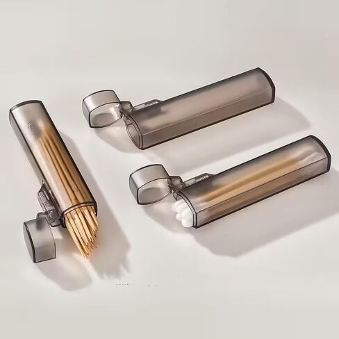 Portable Plastic Toothpick and Cotton Swab Holders, Set of 4 with Metal Cylindrical Design in Saudi Arabia