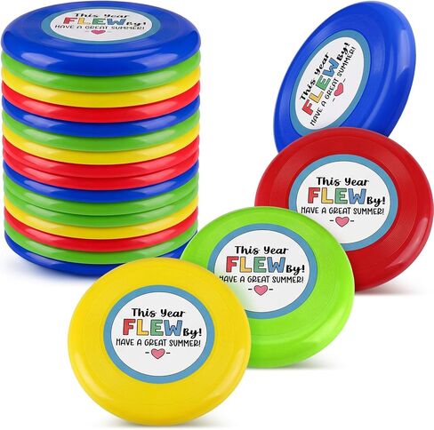 12 Pack 9 Inch Plastic Flying Discs Set with Inspirational Stickers | End of Year Gifts from Teacher | Summer Outdoor Throwing Discs for Beach, Backyard, Classroom Games & Party Favors in Saudi Arabia