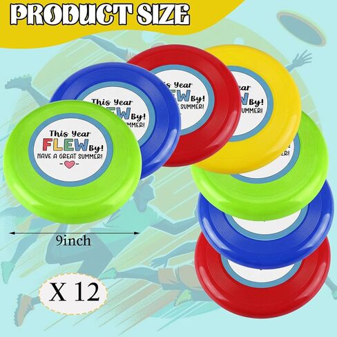 12 Pack 9 Inch Plastic Flying Discs Set with Inspirational Stickers | End of Year Gifts from Teacher | Summer Outdoor Throwing Discs for Beach, Backyard, Classroom Games & Party Favors in Saudi Arabia