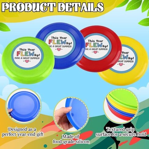 12 Pack 9 Inch Plastic Flying Discs Set with Inspirational Stickers | End of Year Gifts from Teacher | Summer Outdoor Throwing Discs for Beach, Backyard, Classroom Games & Party Favors in Saudi Arabia