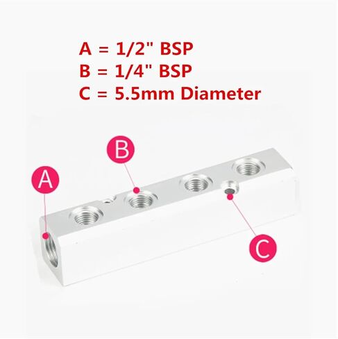 PT Thread Port 2 3 4 5 6 Way Pneumatic Quick Connector Air Hose Aluminum Manifold Block Splitter Connector Fittings(4 Way 6 Port) in Saudi Arabia
