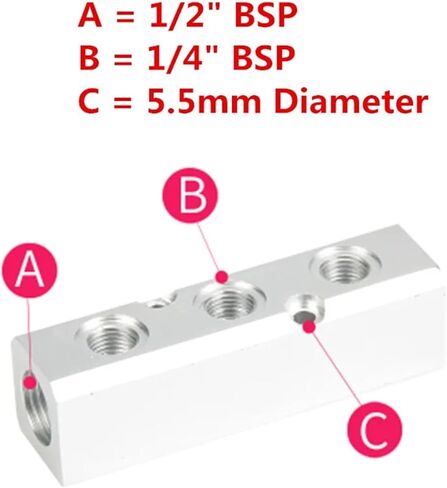 PT Thread Port 2 3 4 5 6 Way Pneumatic Quick Connector Air Hose Aluminum Manifold Block Splitter Connector Fittings(4 Way 6 Port) in Saudi Arabia
