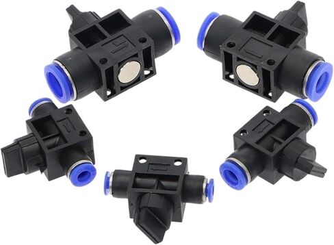HVFF" Air Pneumatic Hand Valve Fitting 4mm-12mm OD Hose Pipe Tube Push Into Connect T-joint 2-Way Flow Limiting Speed Control(HVFF-12mm) in Saudi Arabia
