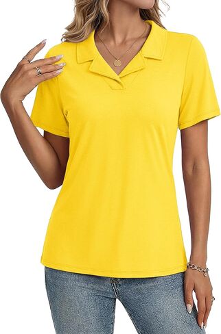 YUCOLEN Womens Polo Shirts V-Neck Lapel Collared UPF 50+ Short Sleeve Tee Business Casual Tops Trendy Summer Work Shirt in Saudi Arabia