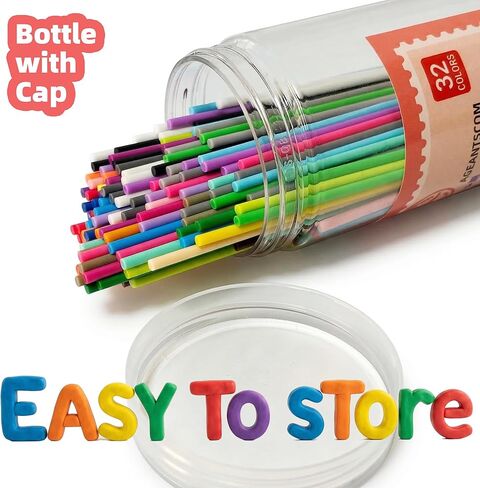 عبوات إعادة تعبئة أقلام 3D Doodler 32 لونًا متوافقة مع قلم 3Doodler Start+، 160 خيط PCL 2.5 مم خيوط قلم ثلاثي الأبعاد بدرجة حرارة منخفضة مع زجاجة تخزين in Saudi Arabia