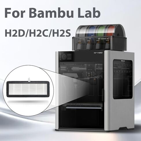 2 حزمة H13 True HEPA + فلتر كربون لفلتر الهواء Bambu H2D/H2S/H2C منقي هواء HEPA متين للطابعة ثلاثية الأبعاد، يلتقط الغبار والمركبات العضوية المتطايرة - ترقية ترشيح المخزون غير المكتمل لطابعة Bambu lab h2c in Kuwait