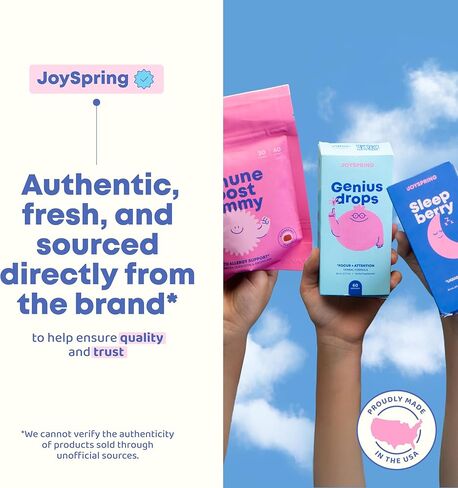 JoySpring Think Dust Kids مكمل المغنيسيوم بالزعفران، المغنيسيوم المهدئ للأطفال، عبوات المكملات العشبية مع الثيانين، مستخلص إكليل الجبل، عصير الليمون الخالي من السكر، 30 حصة للأعمار من 4 سنوات فما فوق in Kuwait