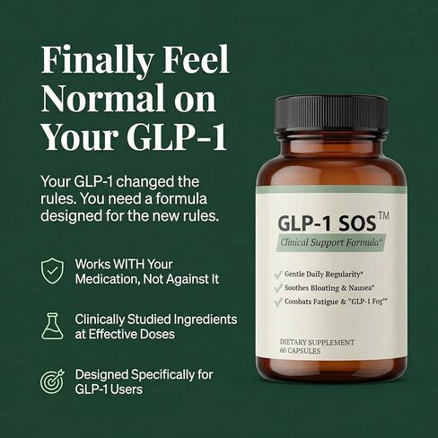 GLP-1 SOS™ Digestive Support for Ozempic Wegovy Mounjaro Users – Constipation, Sulfur Burps, Fatigue – Magnesium, Ginger, Probiotics, B12 – 60 Capsules in Saudi Arabia