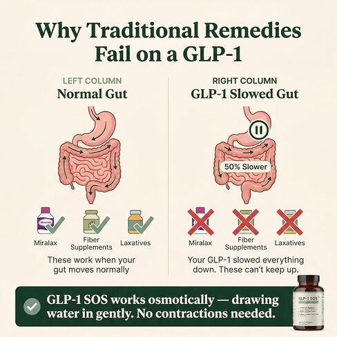 GLP-1 SOS™ Digestive Support for Ozempic Wegovy Mounjaro Users – Constipation, Sulfur Burps, Fatigue – Magnesium, Ginger, Probiotics, B12 – 60 Capsules in Saudi Arabia