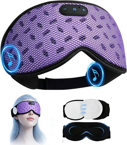 Sleep Mask Headphones with Bluetooth 5.4, LC-dolida Wireless Music Eye Mask for Sleeping Headphones Detachable 3D Eye Cups Cooling Breathable Bluetooth Eye Mask for Side Sleepers in Saudi Arabia