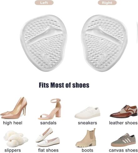 Metatarsal Foot Pads for Women Cushioned High Heel (2 Pads) All Day Pain Relief and Comfort One Size Fits Shoe Inserts(Clear) in Saudi Arabia
