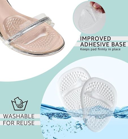 Metatarsal Foot Pads for Women Cushioned High Heel (2 Pads) All Day Pain Relief and Comfort One Size Fits Shoe Inserts(Clear) in Saudi Arabia