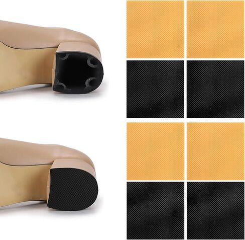 cobee 8 Pcs Square High Heels Patch, High Heel Replacement Tips Black Caps, Boot Shoe Repair Patch for Women Heels Tread Pad Non Slip Heel Protectors in Saudi Arabia