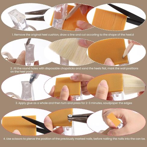 cobee 8 Pcs Square High Heels Patch, High Heel Replacement Tips Black Caps, Boot Shoe Repair Patch for Women Heels Tread Pad Non Slip Heel Protectors in Saudi Arabia