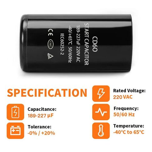 189-227 فائق التوهج/MFD 220-250 VAC مكثف البدء الدائري ±20% 50/60 هرتز CD60 مكثف تشغيل مضخة بئر المحرك المستدير in Kuwait