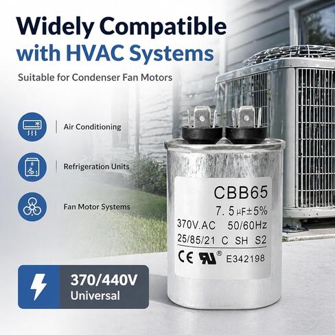 1499-5462 1499-5461 مكثف المروحة - 5 MFD 370/440V مكثف تشغيل المحرك، مخصص لمكيفات الهواء Coleman RV ومحركات منفاخ فرن HVAC، يستبدل 1469-3069، 1469-3071، 1499-5275 in Kuwait