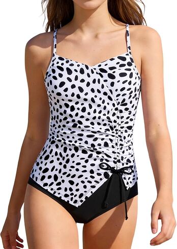 Girls Tankini Swimsuit Teen Bathing Suit Floral Cami Two Piece Swimwear with Side Drawstring for 7-16 Years in Saudi Arabia