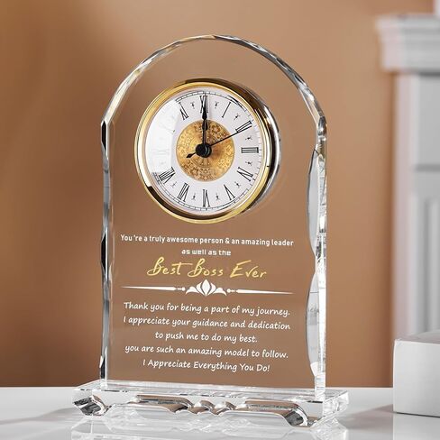Thank You Gifts for Women Men Crystal Clock, Appreciation Clock Gift for Coworkers Friends Teachers, Inspirational Presents for Family Office Desk Clock Decor in Saudi Arabia