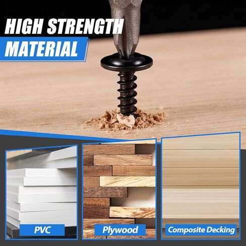 LEIFIDE 300 Pcs #8 x 1/2" Phillips Truss Head Black Wood Screws Carbon Steel Self Tapping Screws Applied in Household Appliances, Indoor Furniture, Woodworking in Saudi Arabia